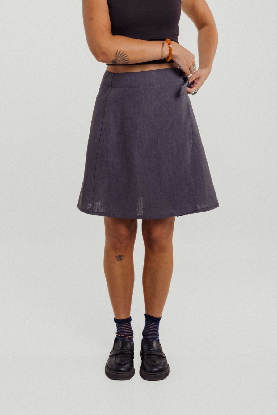 M50 Linen Skirt Kleo | Gray