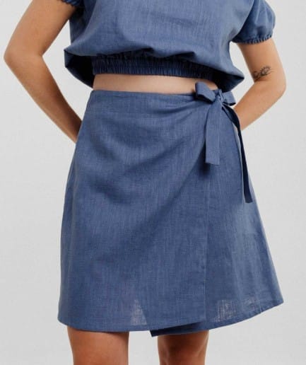 M50 Linen Skirt Kleo | Blue