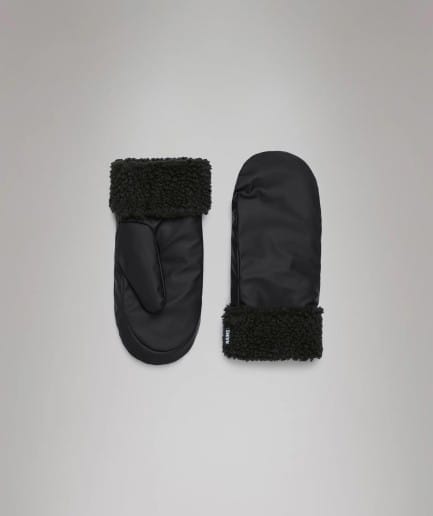 RAINS Puffer Fleece Mittens | Black