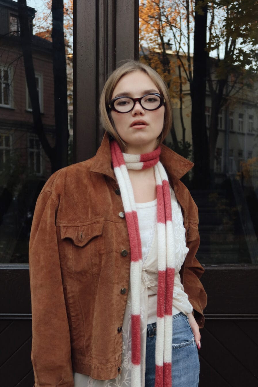 BOA scarf Molo  (red+white)