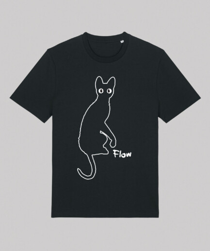 Official T-shirt for the award-winning animated film FLOW | Black | Cat on front