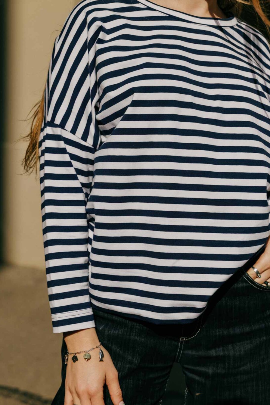M50 Loose Cut Onesize Sweater | Blue Stripes