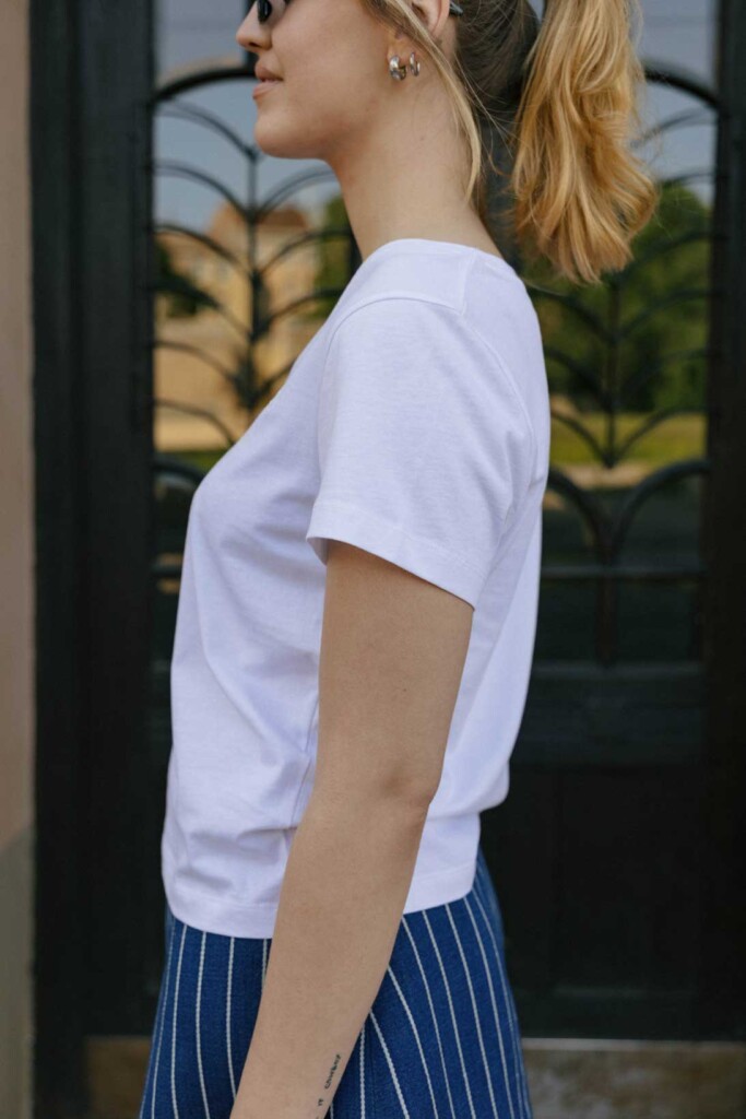 M50 Organic Cotton Women's V-neck T-shirt MĪĻUMS | White