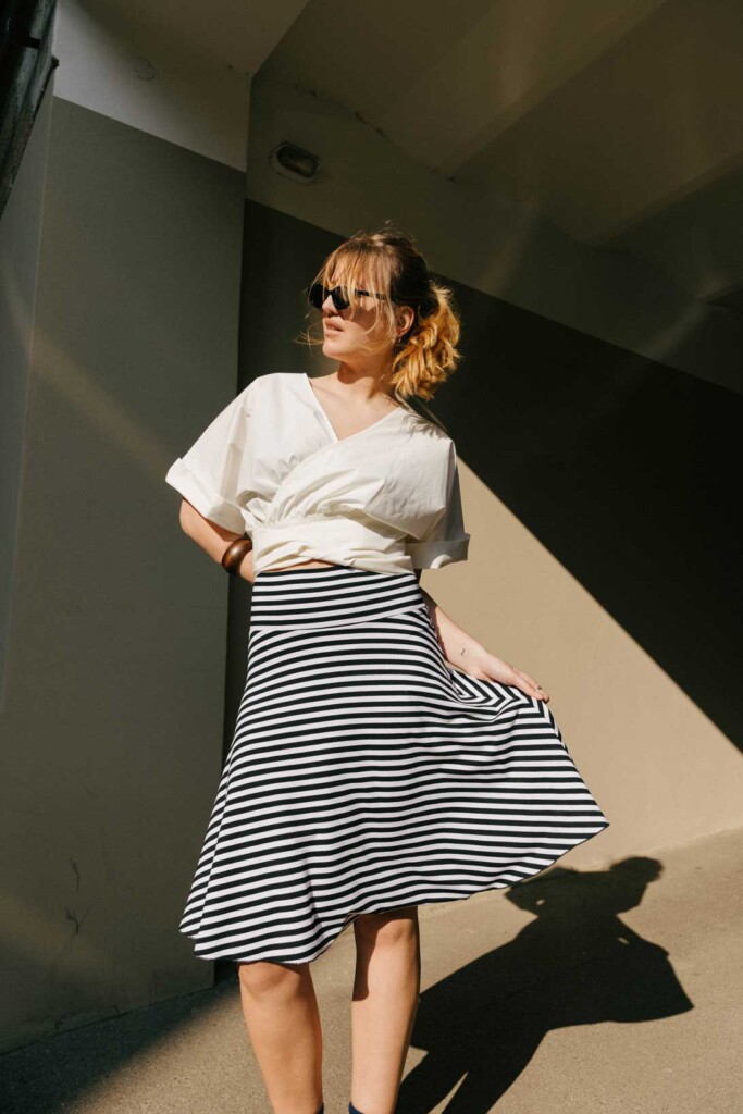 M50 Sun Skirt MIDI | Stripes