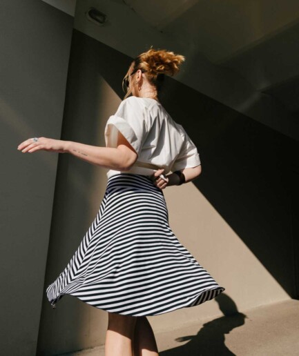 M50 Sun Skirt MIDI | Stripes