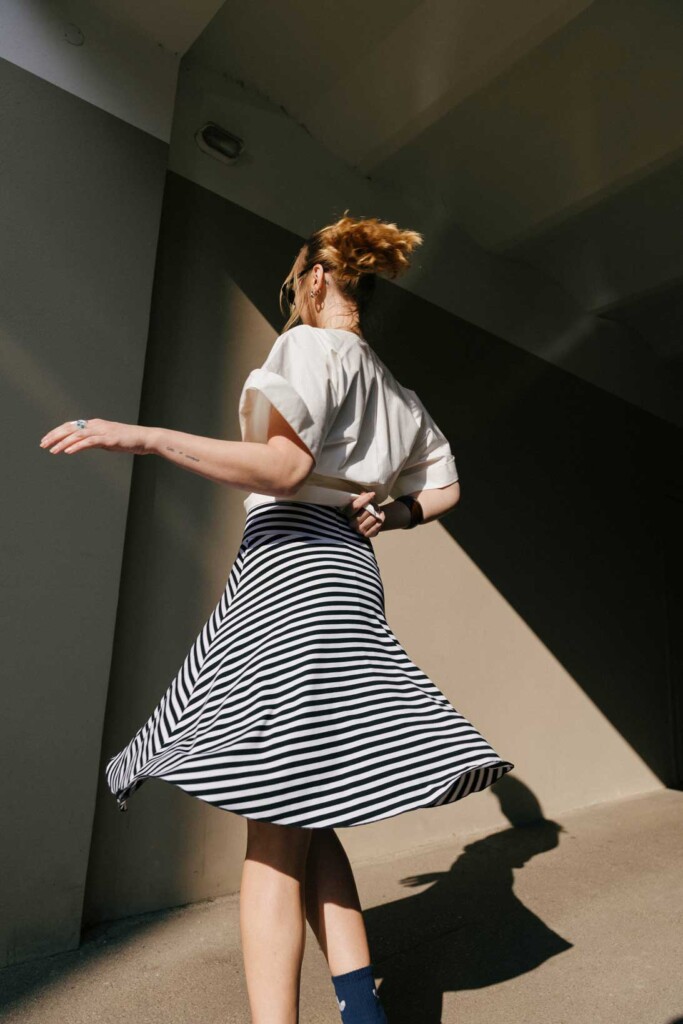 M50 Sun Skirt MIDI | Stripes