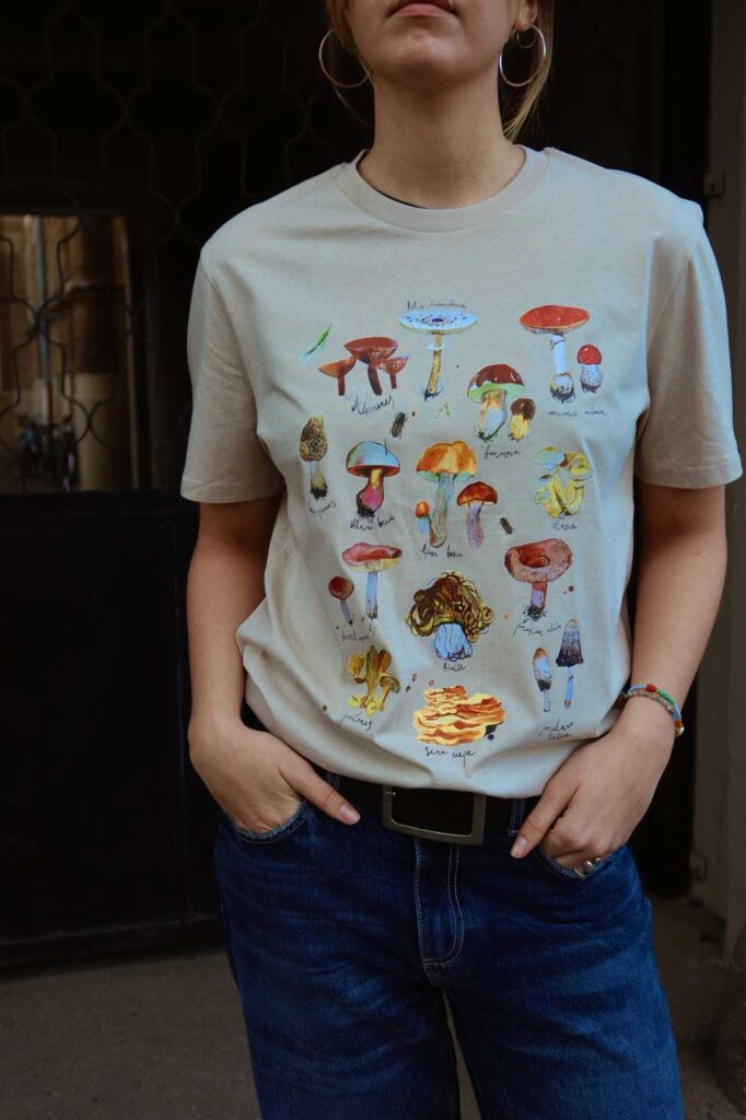 M50 x Zane Veldre Organic Cotton Unisex T-Shirt "Mushrooms" | Sand