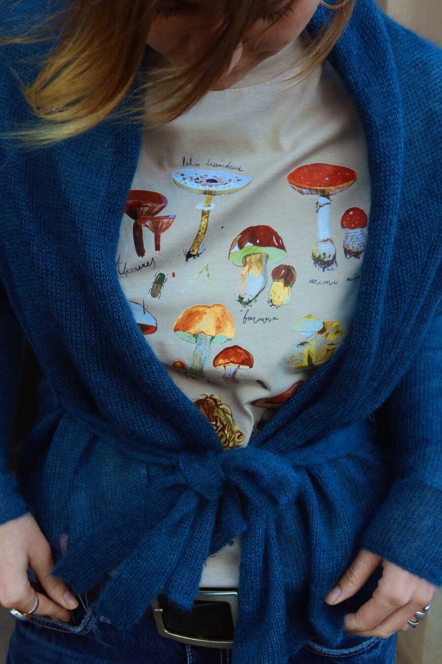 M50 x Zane Veldre Organic Cotton Unisex T-Shirt "Mushrooms" | Sand