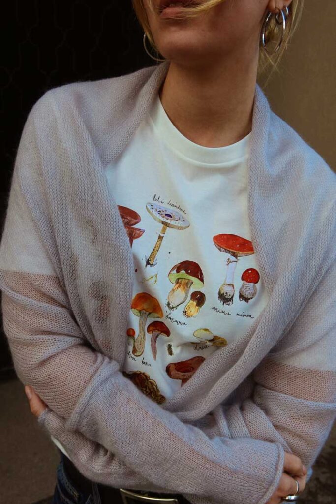 M50 x Zane Veldre Organic Cotton Unisex T-Shirt "Mushrooms" | White