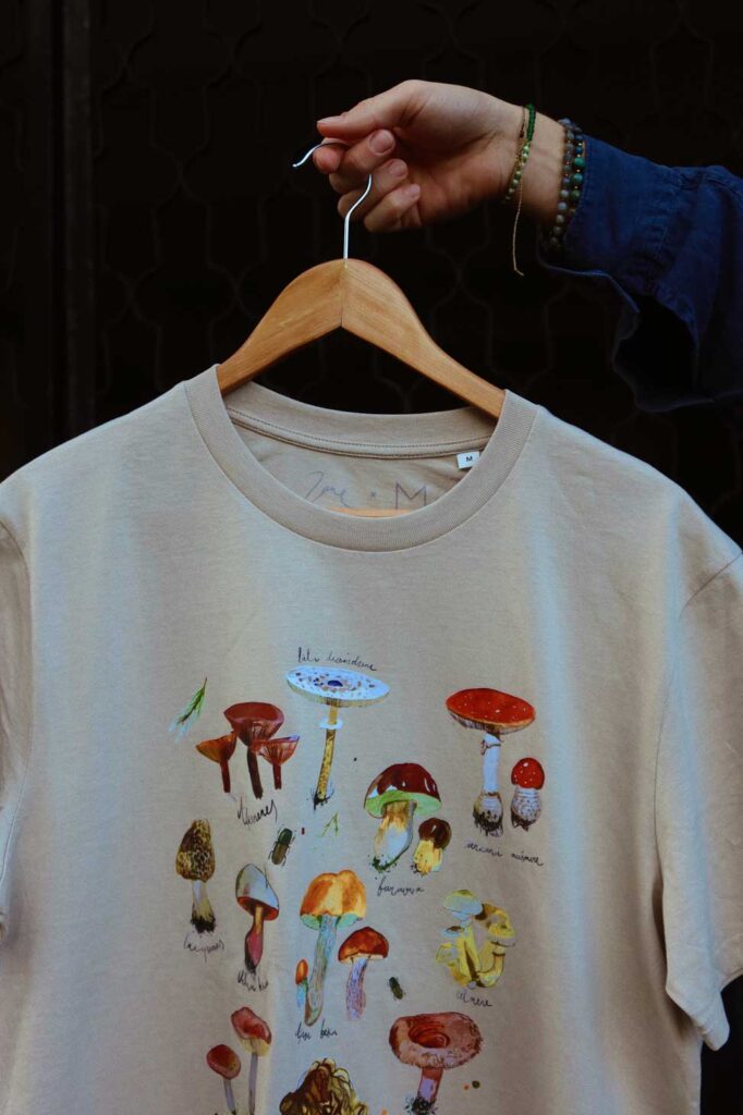 M50 x Zane Veldre Organic Cotton Unisex T-Shirt "Mushrooms" | Sand