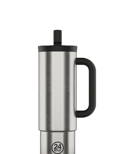 24Bottles Krūze ar salmiņu 800ml | Brushed Steel