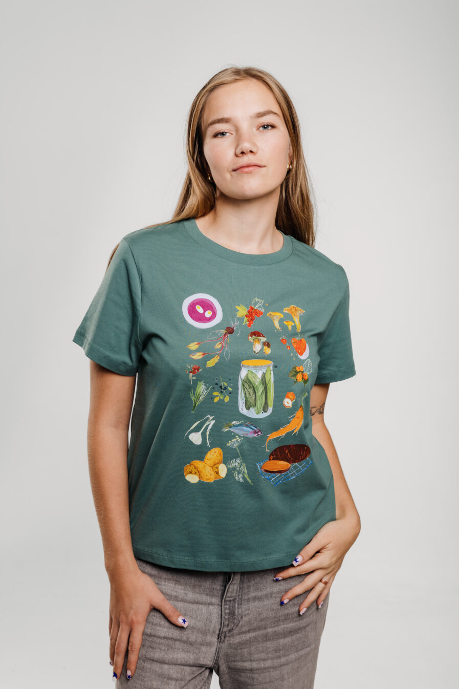 M50 x Zane Veldre Organic Cotton Unisex T-Shirt "Taste of Latvia" | Green