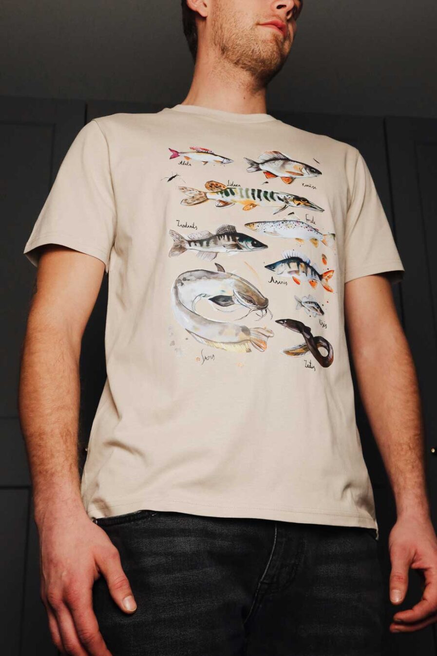M50 x Zane Veldre Organic Cotton Unisex T-Shirt "Fish" | Sand