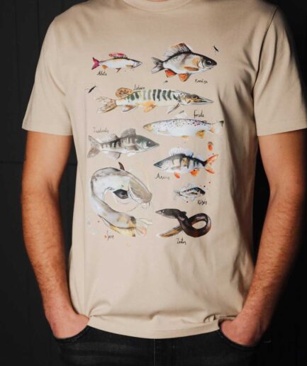 M50 x Zane Veldre Organic Cotton Unisex T-Shirt "Fish" | Sand