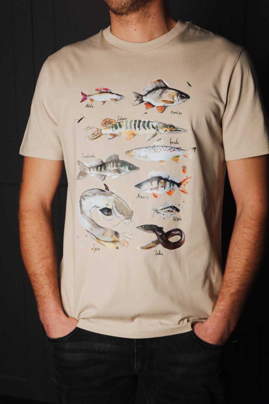 M50 x Zane Veldre Organic Cotton Unisex T-Shirt "Fish" | Sand