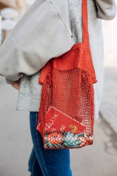 Organic Cotton Mesh Grocery Bag - Orange Rust